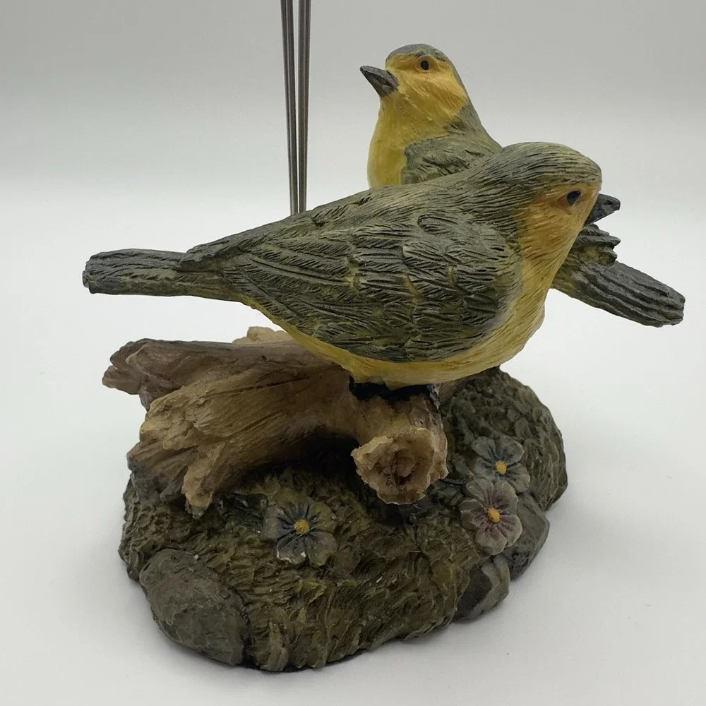 Resin Bird Figurine Photo Holder Double Spiral Wire Stand Vintage Home Decor - Picture 7 of 9